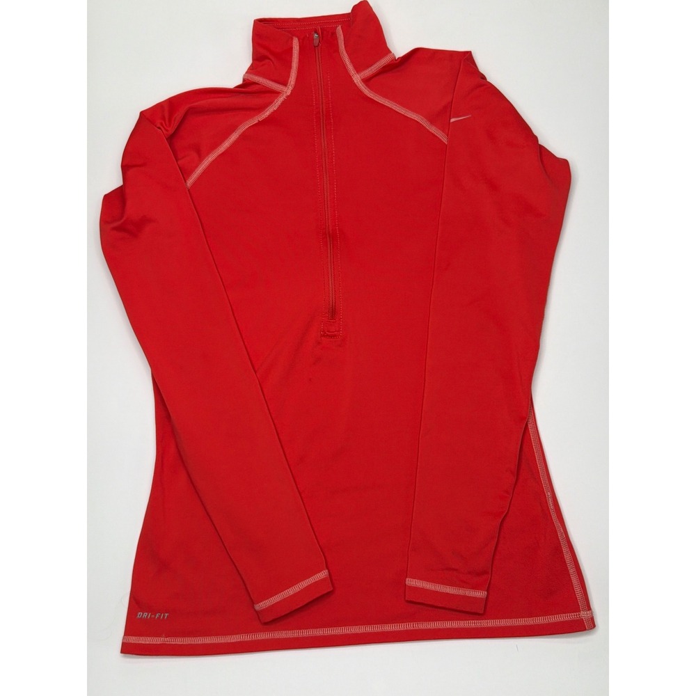 Nike Red Long-Sleeve Quarter Zip Performance Top